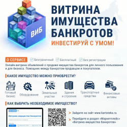 Витрина имущества банкротов — электронная база данных, в которой размещаются лоты, выставленные на торги в рамках процедуры банкротства. #1